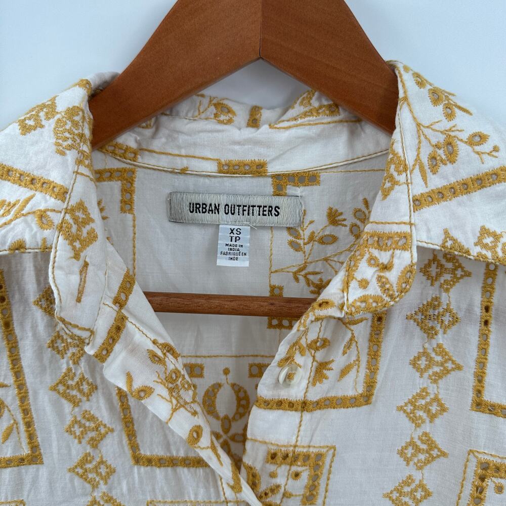 URBAN OUTFITTERS UO Smiwth White & Yellow Long Maxi Frock Dress // XS - Picture 7 of 16